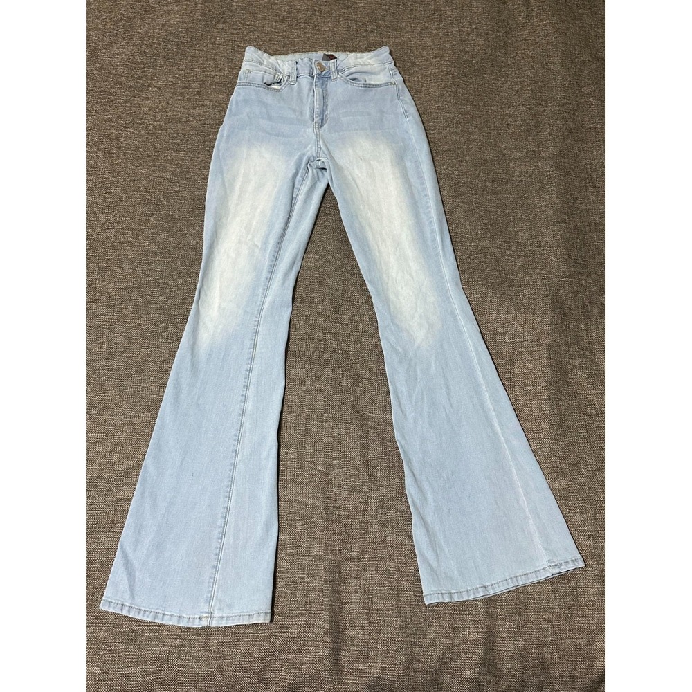 YMI Women Junior's  5/27 High Rise Flare Light Wash Jeans